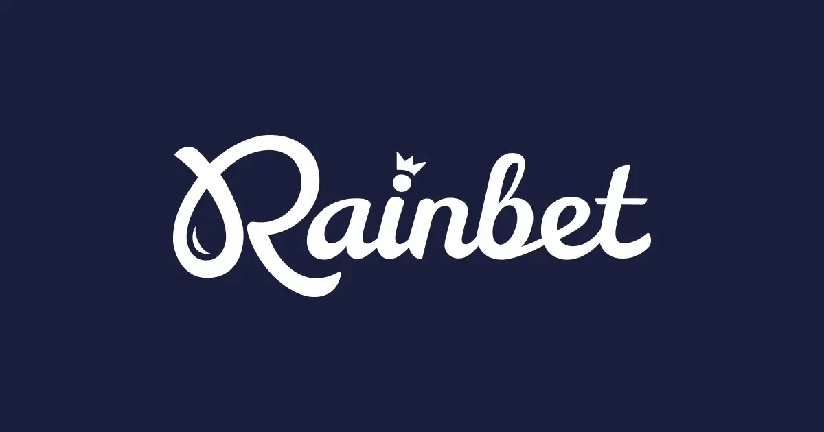 Rainbet brand wordmark on a deep navy background